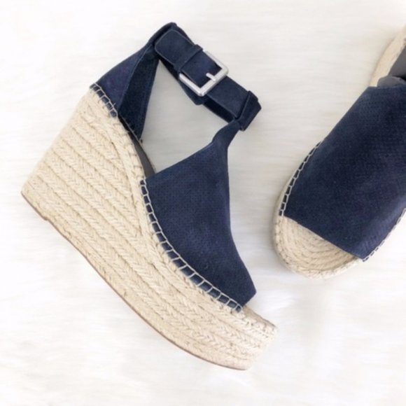 Marc Fisher New ANNIE Perf Suede Wedge Sandal NWOT - Picture 2 of 9